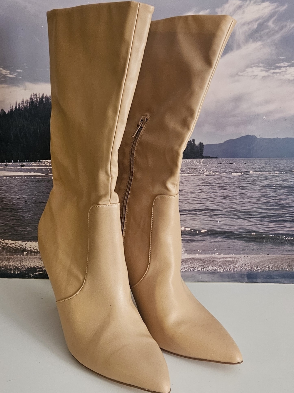 Light Beige Slouch Boots